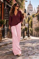 Pantalon Flow pétrole à jambes larges, seconde vue portée